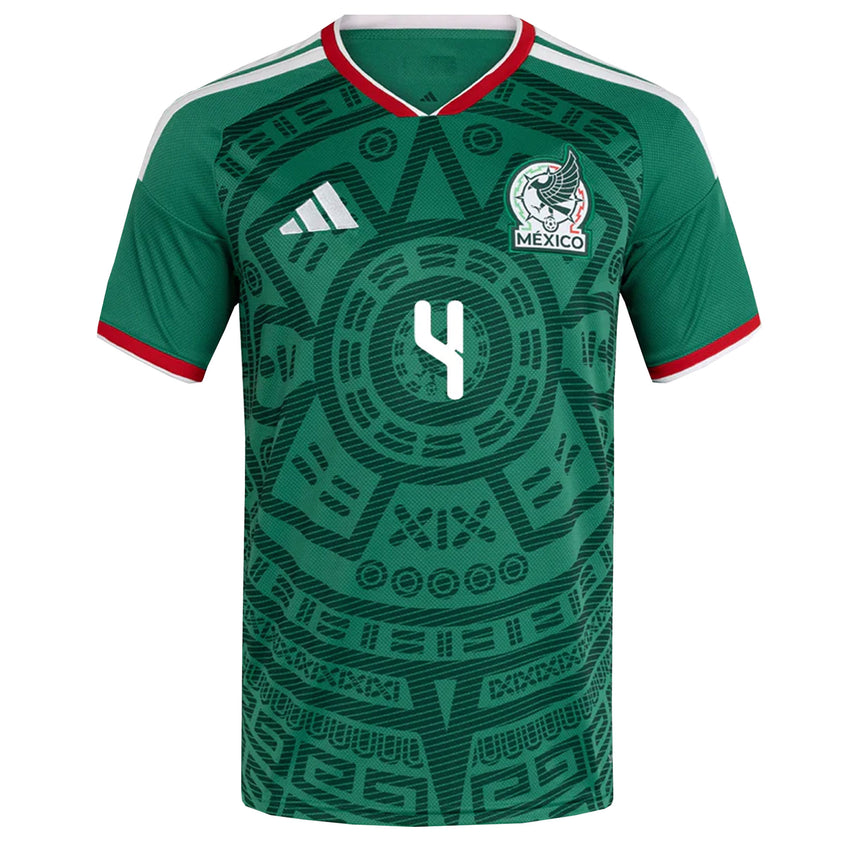 adidas Men's Mexico World Cup 2026 Authentic Home Jersey w/ E. Alvarez #4 Printing Front
