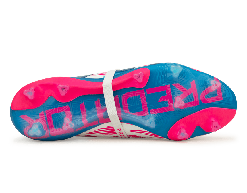 adidas Men's Predator Elite Foldover Tounge FG White/Blue/Pink Sole