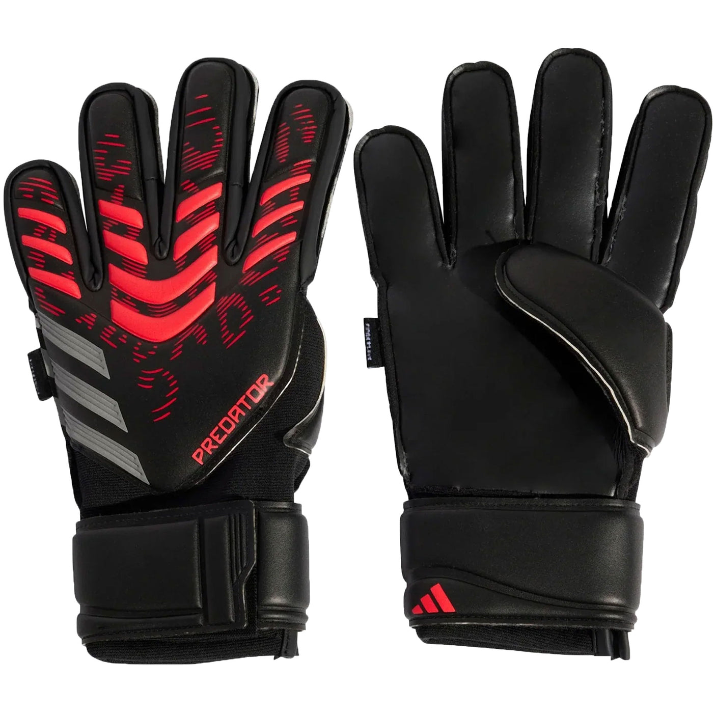 adidas Men's Predator Match Fingersave Goalkeeper Gloves Black/Red Both