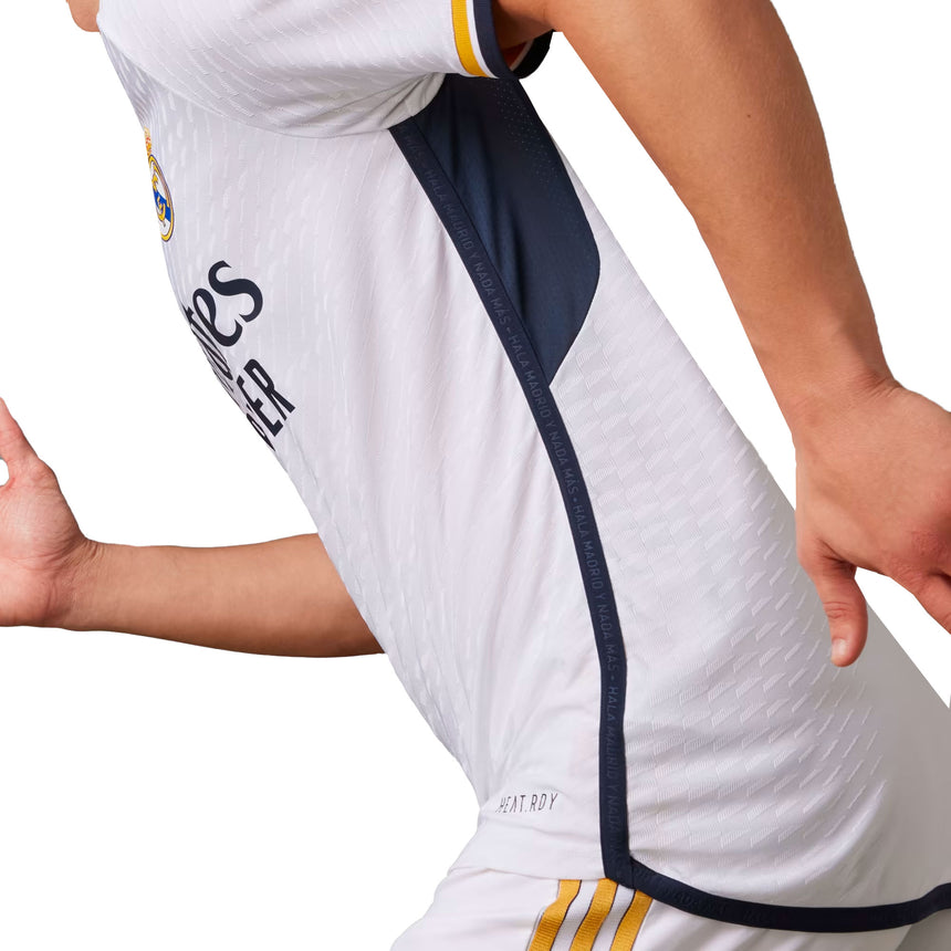 adidas Men's Real Madrid 2023/24 Authentic Home Jersey White/Black Side