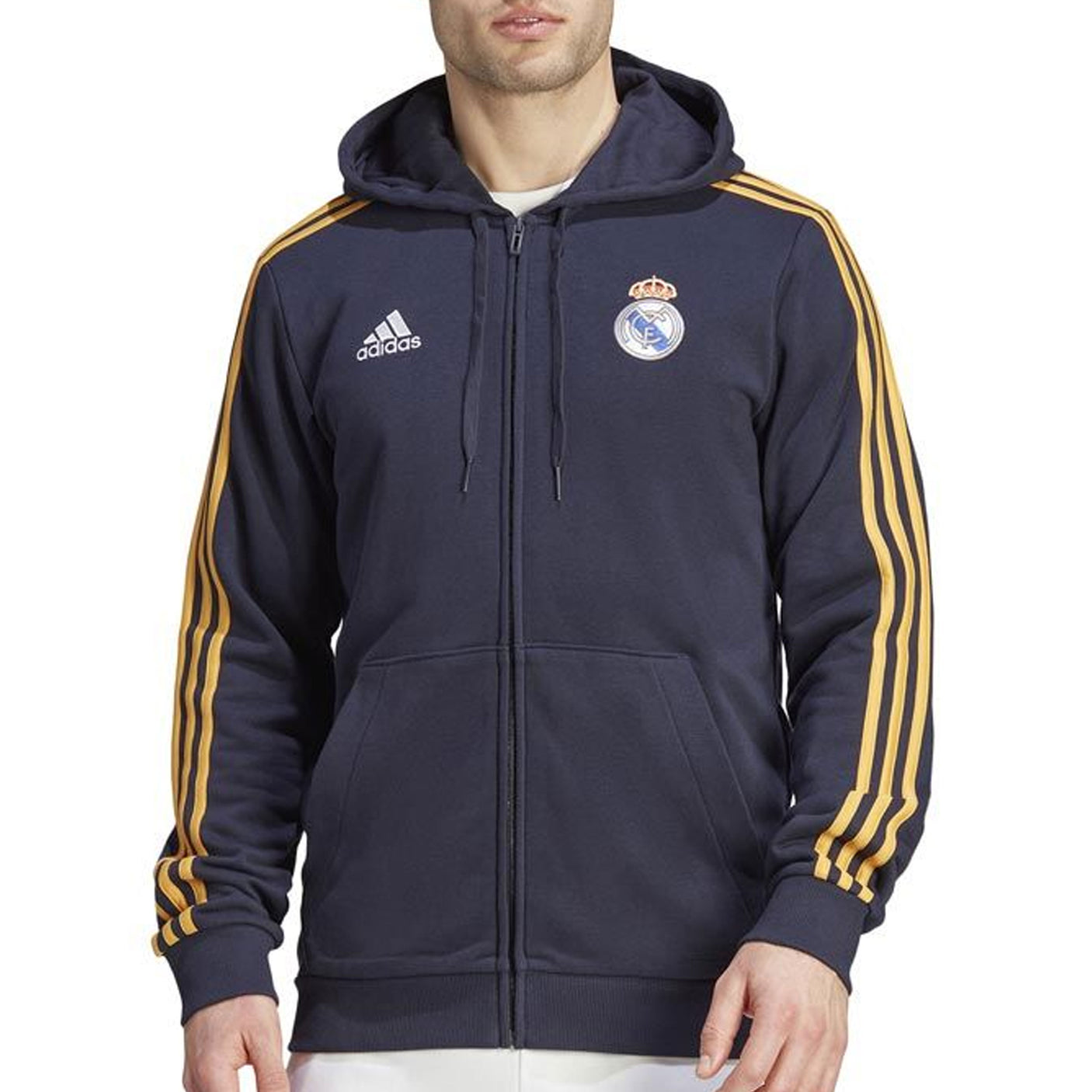 adidas Men's Real Madrid 2023/24 Full-Zip Hoodie Black Front