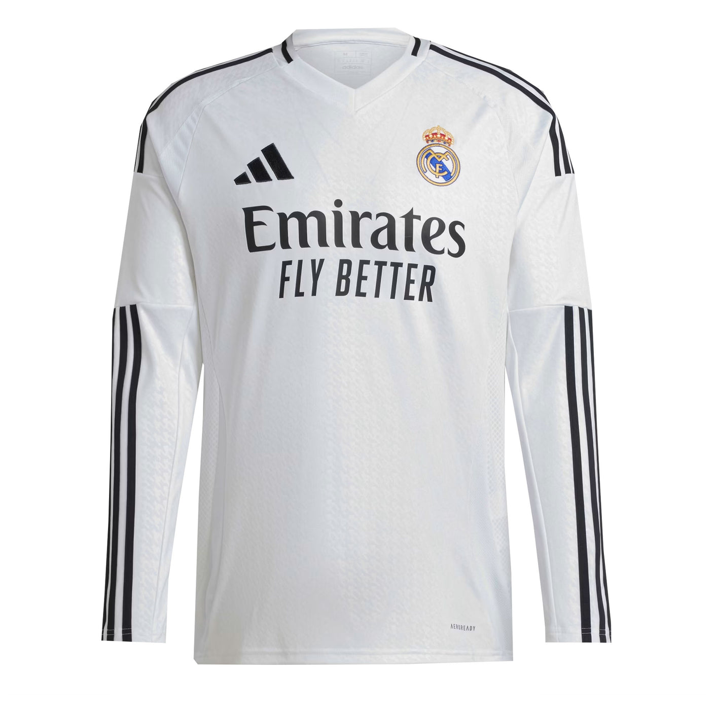 adidas Men's Real Madrid 2024/25 Long Sleeve Home Jersey White/Black Front
