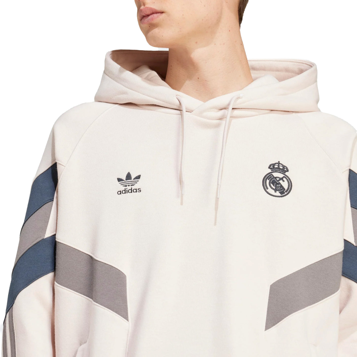 adidas Men's Real Madrid 2024/25 Originals Hoodie Putty Mauve/Charcoal Model