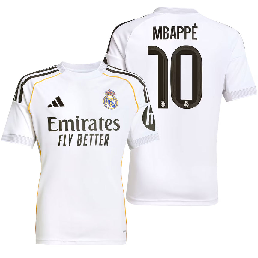 adidas Men's Real Madrid 2025/26 Home Jersey w/ Mbappe #10 Printing Both