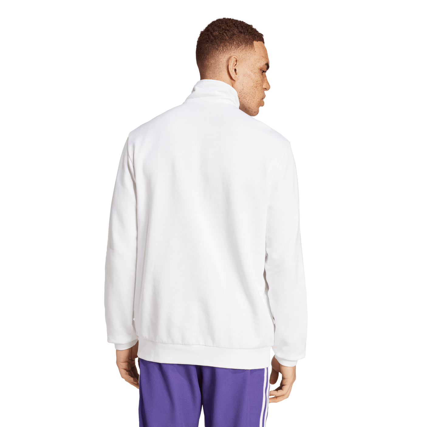adidas Men's Real Madrid Terrace Icons Half-Zip Top White/Purple Rear