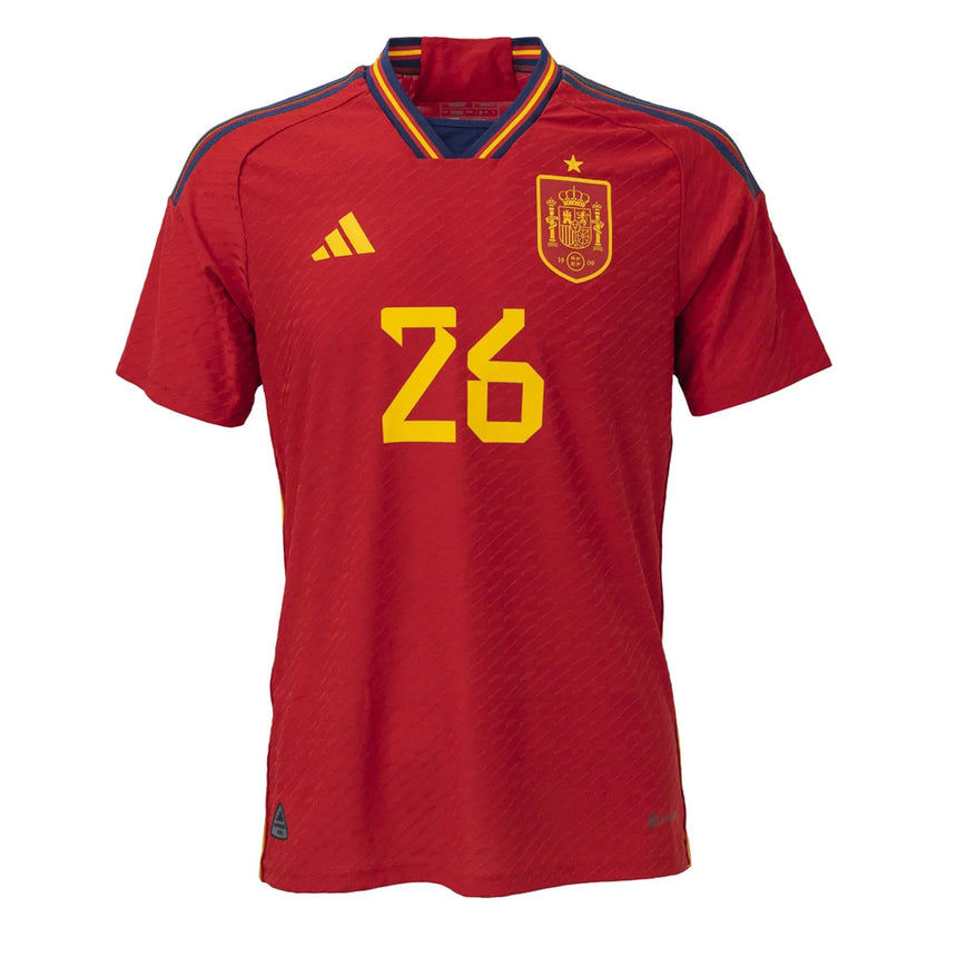 adidas Men's Spain 2022/23 Authentic Home Jersey w/ Pedri #26 Printing Front
