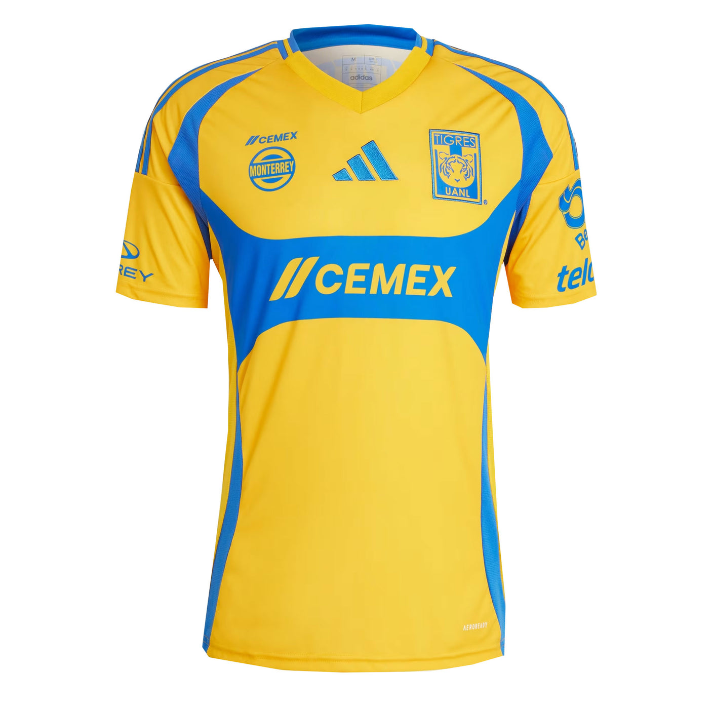 adidas Men's Tigres UANL 2024/25 Home Jersey Yellow Gold/Blue Front