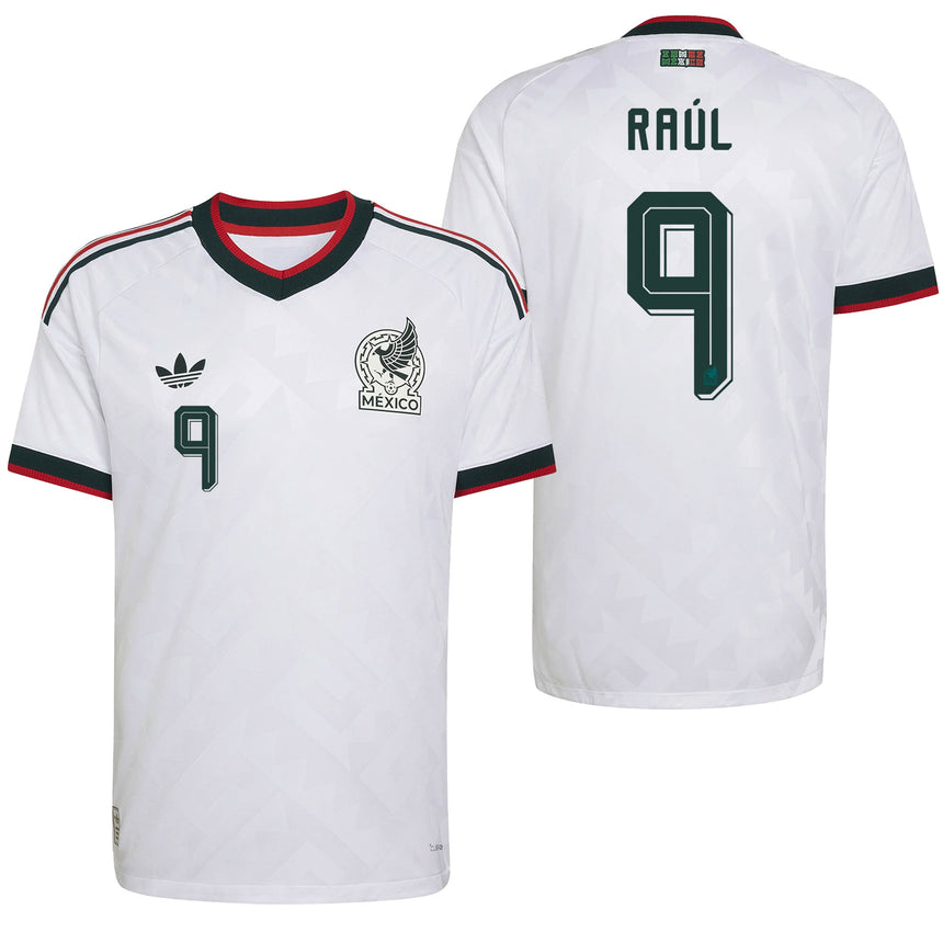 adidas Mexico Men's Away Climacool+ 2026 Jersey w/ Raul #9 White Both