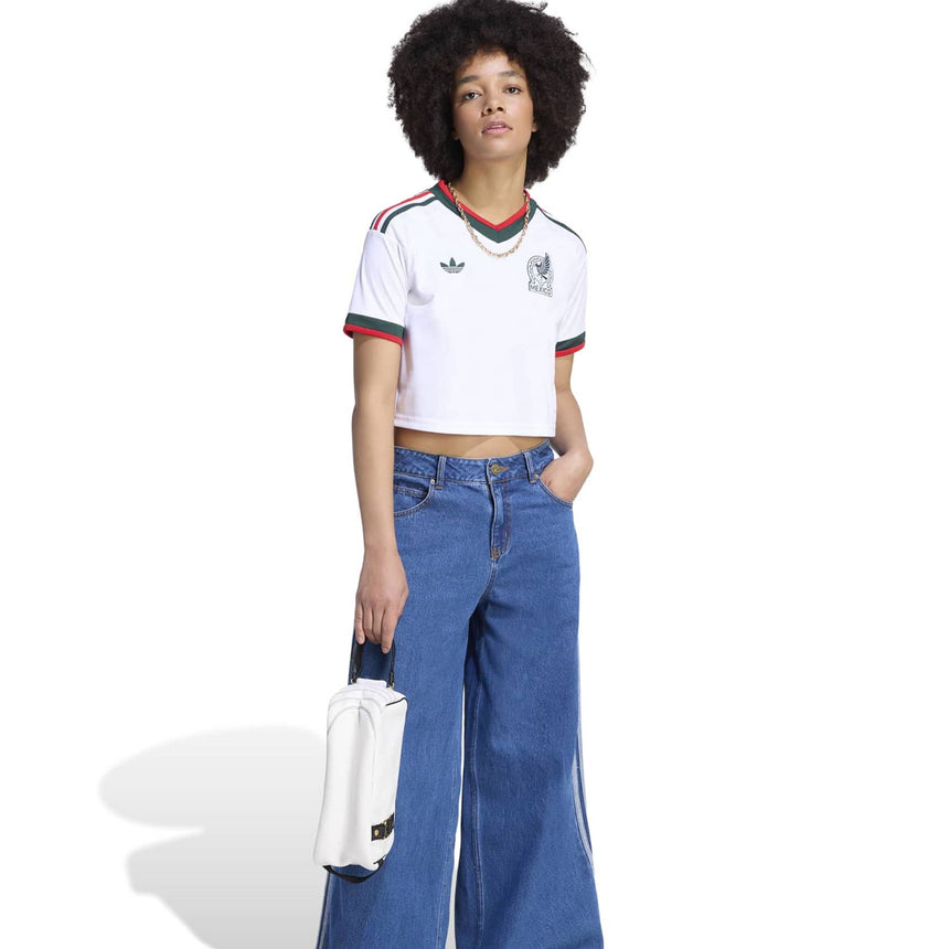 adidas Mexico Women's Away Cropped 2026 Jersey White Model
