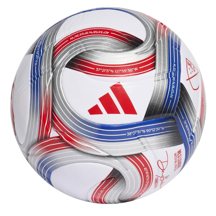 adidas MLS League 2026 NFHS Ball White/Royal Blue/Red Front