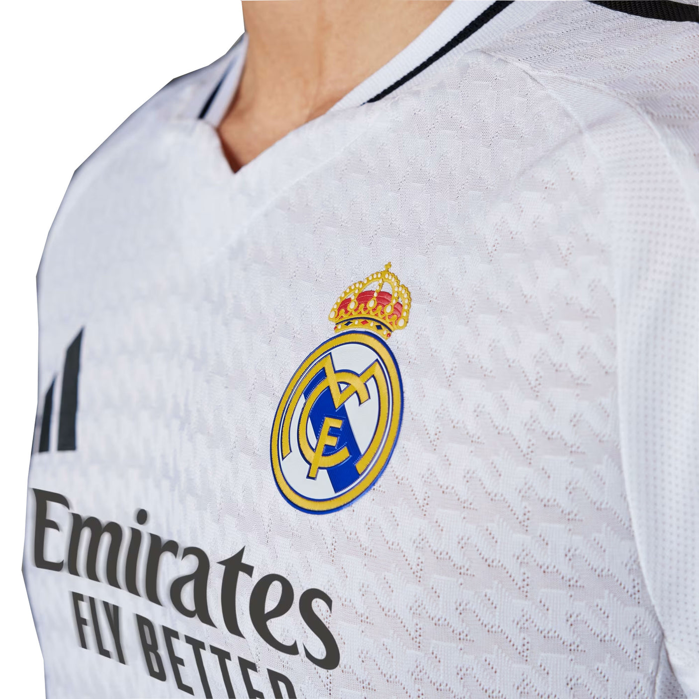 adidas Men's Real Madrid 2024/25 Authentic Home Long Sleeve Jersey White/Black Crest