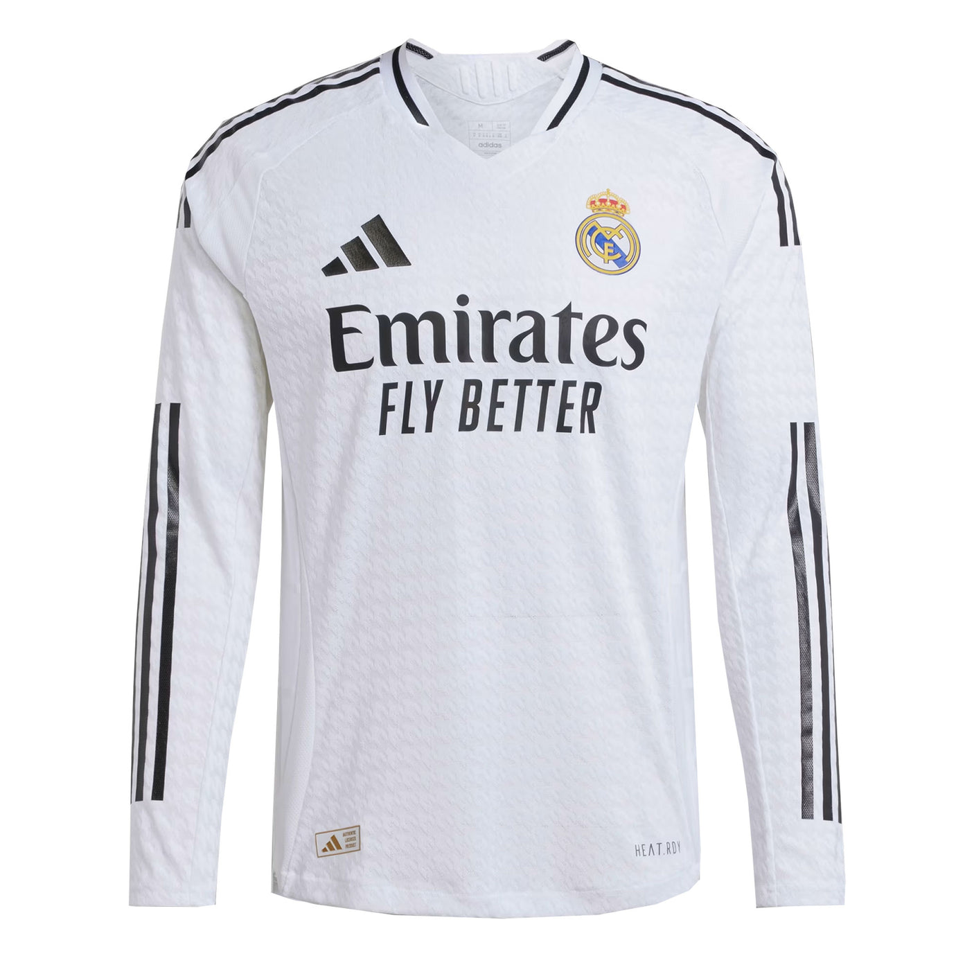 adidas Men's Real Madrid 2024/25 Authentic Home Long Sleeve Jersey White/Black Front