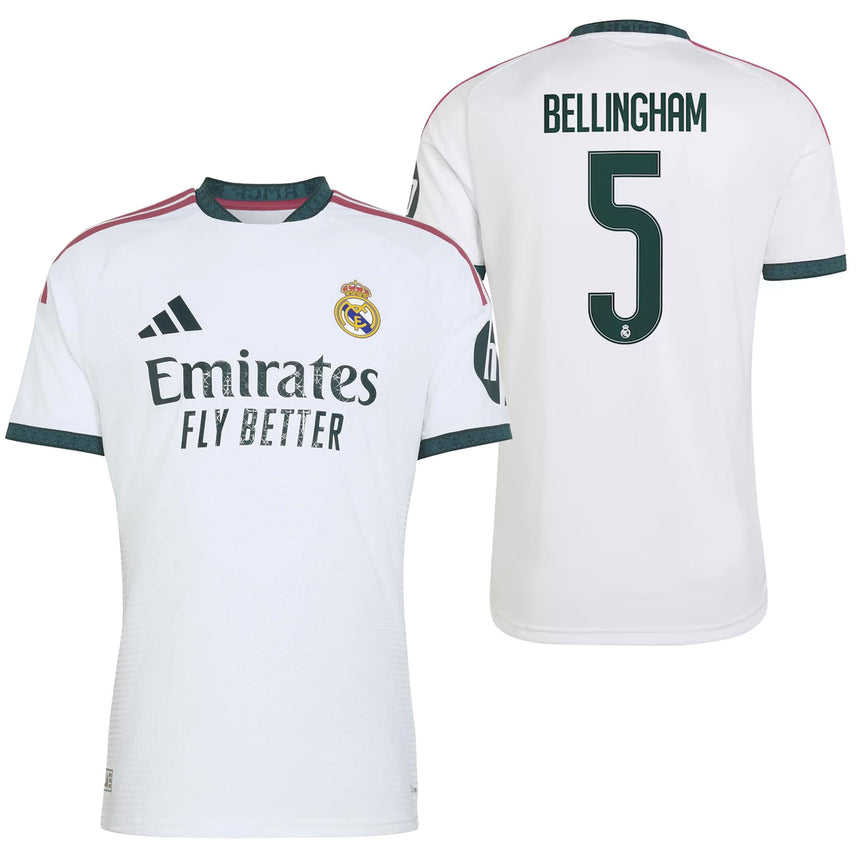adidas Real Madrid Men's Home Climacool+ 2026/27 Jersey w/ Bellingham #5 White Both