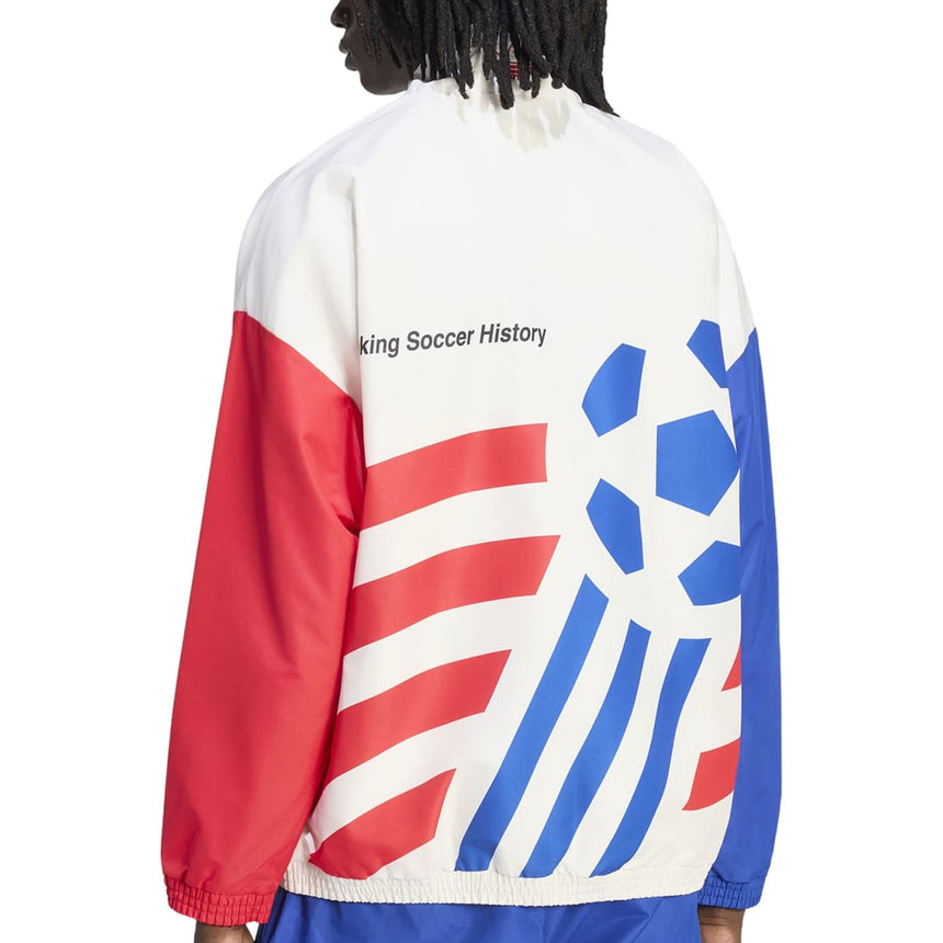 adidas USA Men's 94 Graphic Woven Track Top White/Red Back