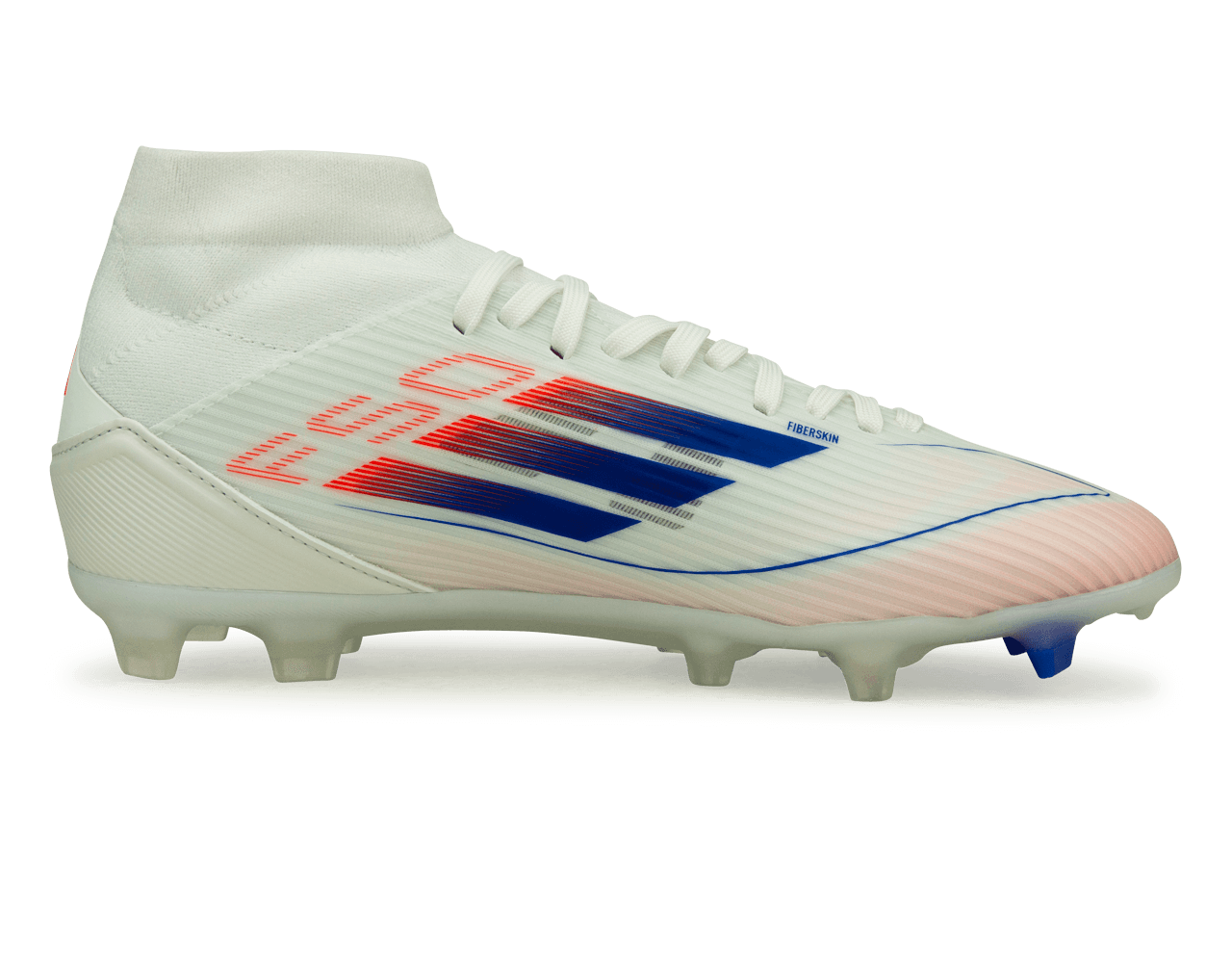 adidas Women's F50 League Mid-Cut FG/MG White/Lucid Blue Side