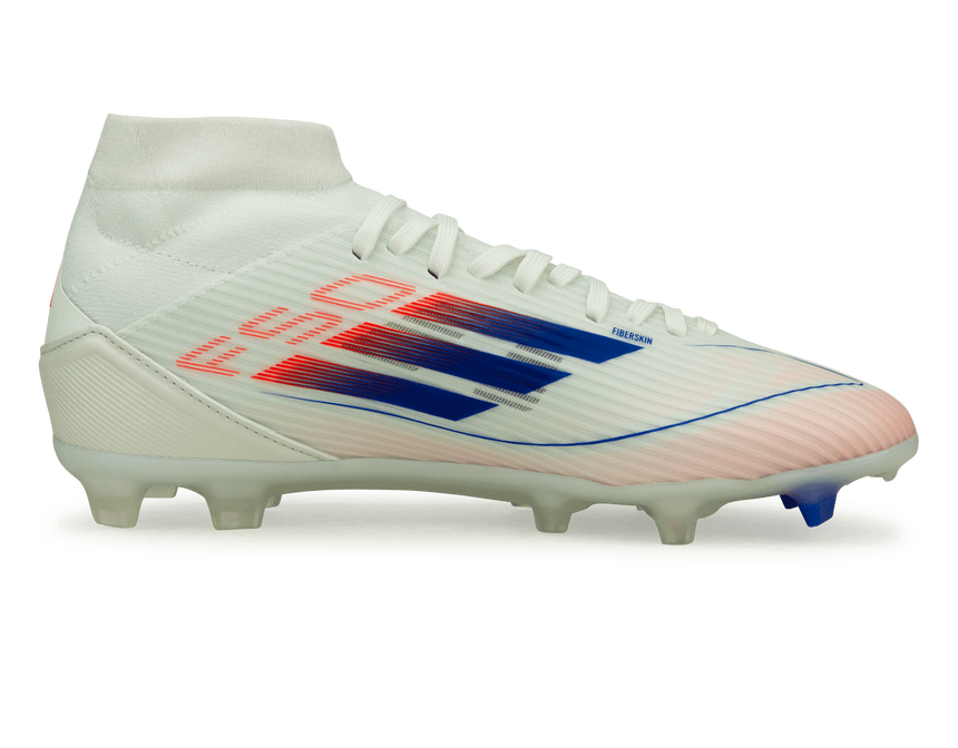adidas Women's F50 League Mid-Cut FG/MG White/Lucid Blue Side