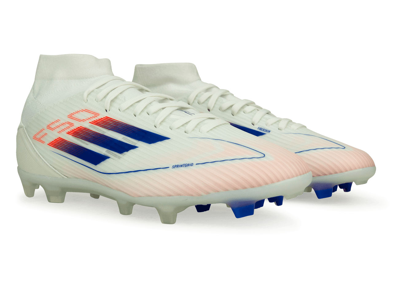 adidas Women's F50 League Mid-Cut FG/MG White/Lucid Blue Togegther