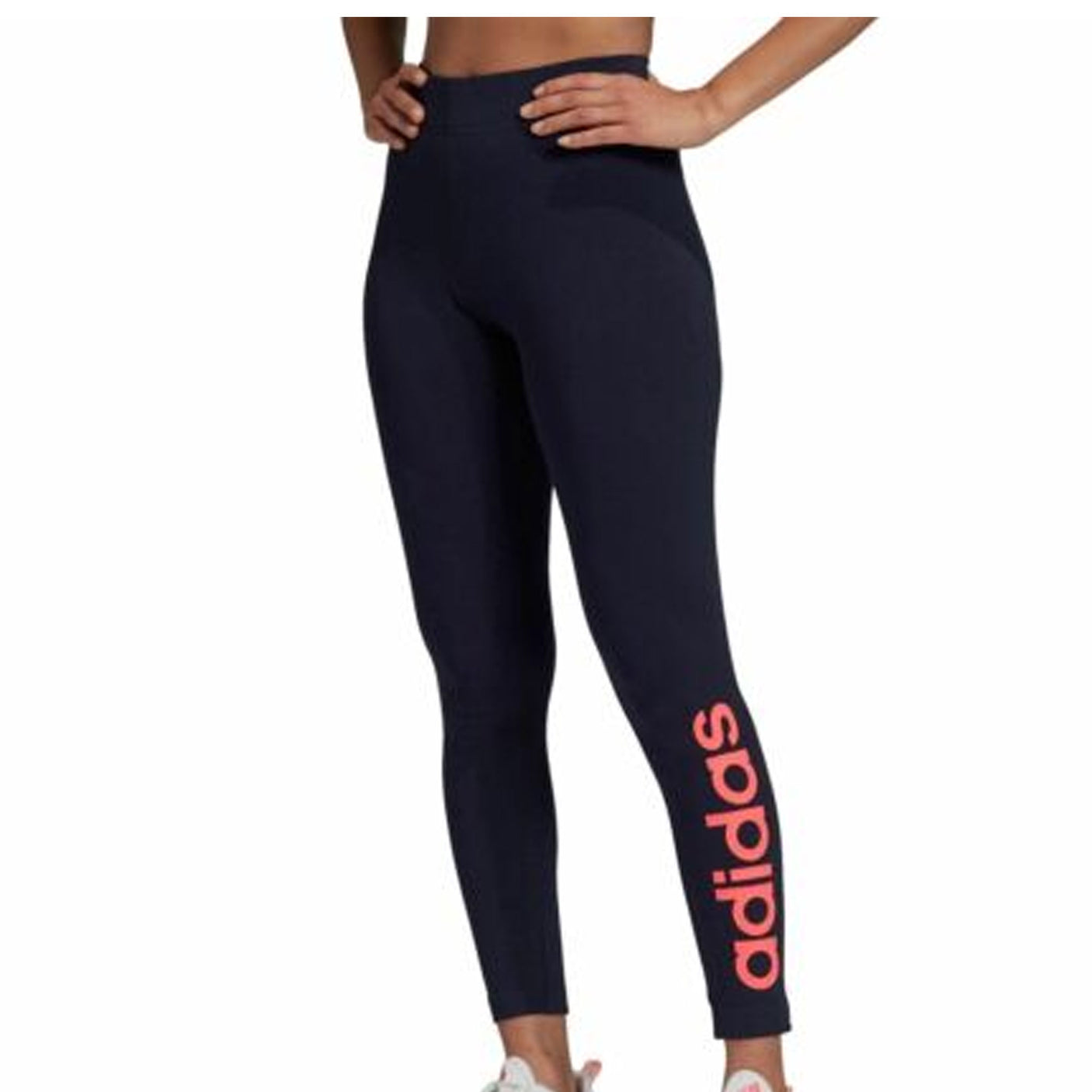 adidas Women's Full Length Fabric Mix Tights Legend Ink/Pink Front