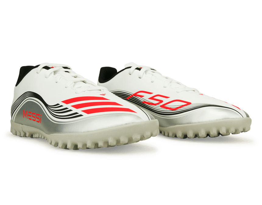 adidas Kids F50 Club Messi TF White/Red/Silver Together