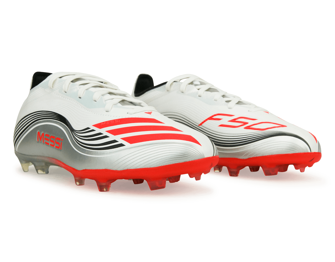 adidas Kids F50 Elite Messi FG White/Red/Silver Together