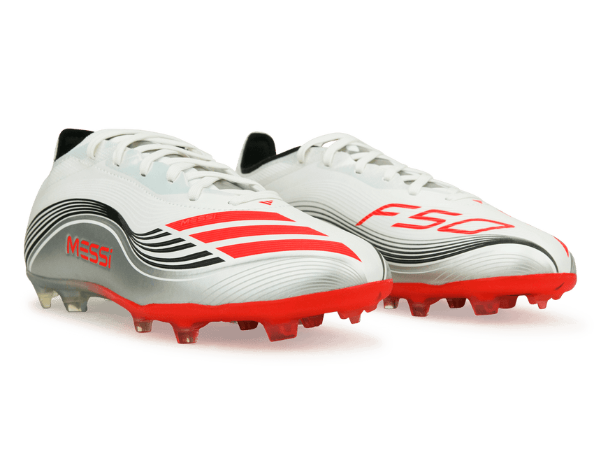 adidas Kids F50 Elite Messi FG White/Red/Silver Together