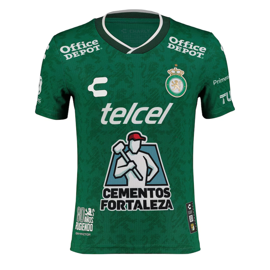 Charly Kids Leon 2024/25 Authentic Home Jersey Green/White Front