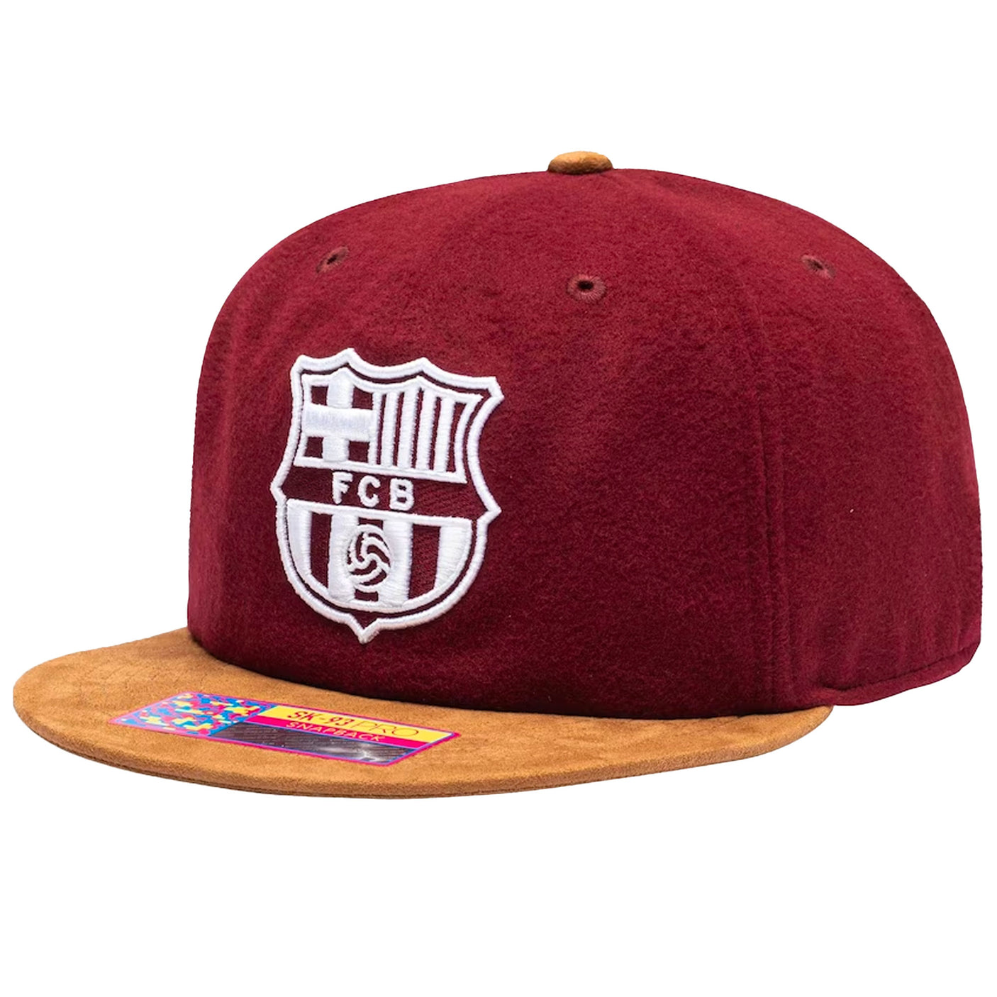Fan Ink FC Barcelona Snap Back Hat Burgundy Left