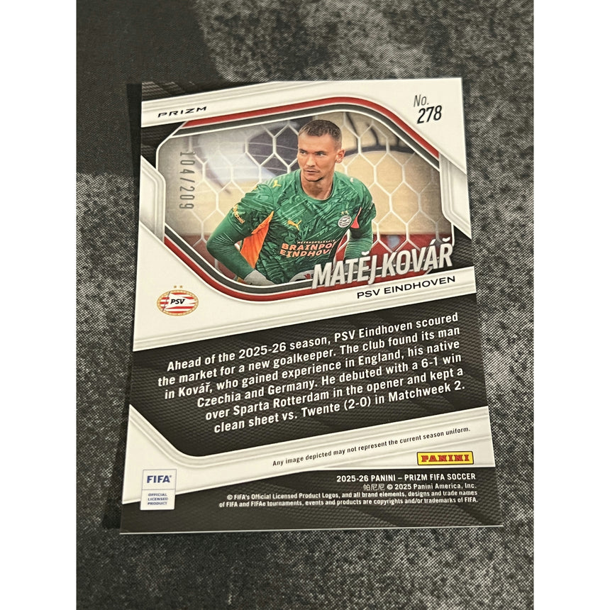 2025-26 Prizm FIFA Soccer Blue Mosaic Prizm Matej Kovar PSV Eindhoven /209