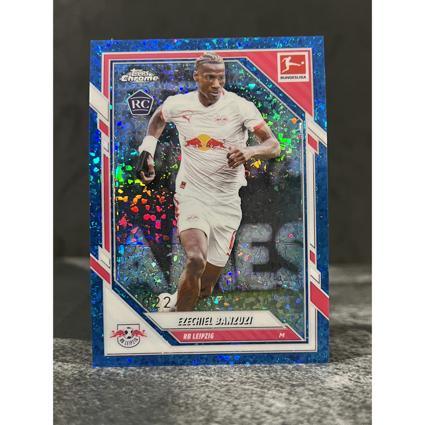 2025-26 Topps Chrome Bundesliga Ezechiel Banzuzi Blue Mini Diamond RB Leipzig /150