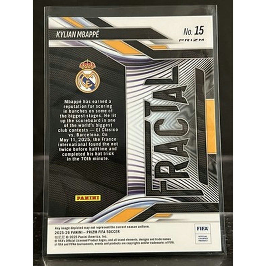 2025-26 Panini Prizm FIFA Kylian Mbappe FRACTAL Silver Mosaic #15 Real Madrid