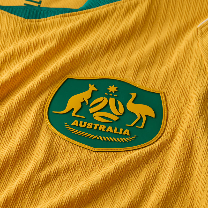 Nike Australia Men's Home Aero-FIt 2026 Jersey Gold/Mystic Green Crest