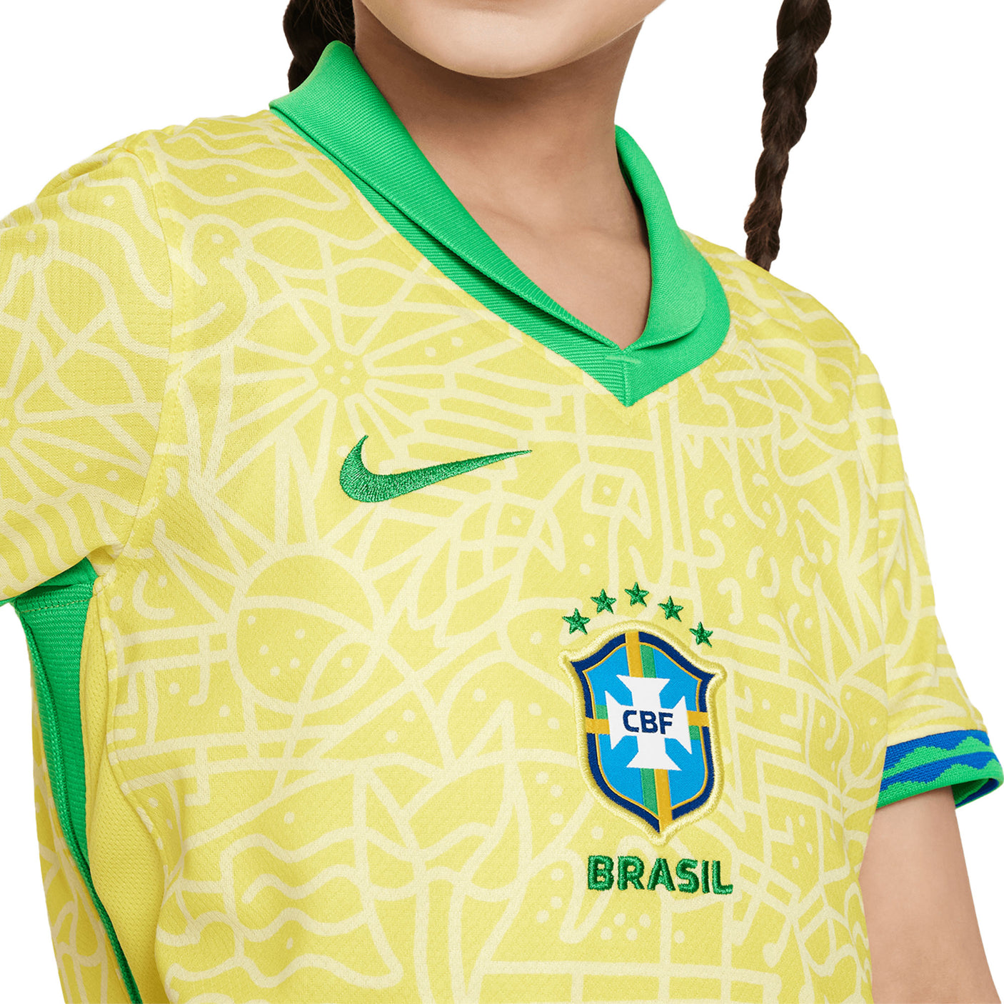 Nike Brazil 2024/25 Little Kids Dri-FIT ADV Home Jersey Yellow/Green Crest