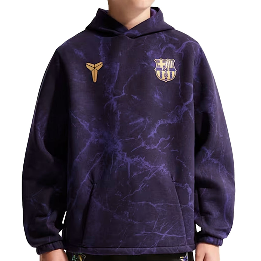 Nike FC Barcelona Kids Away Kobe Pullover Hoodie Purple Front