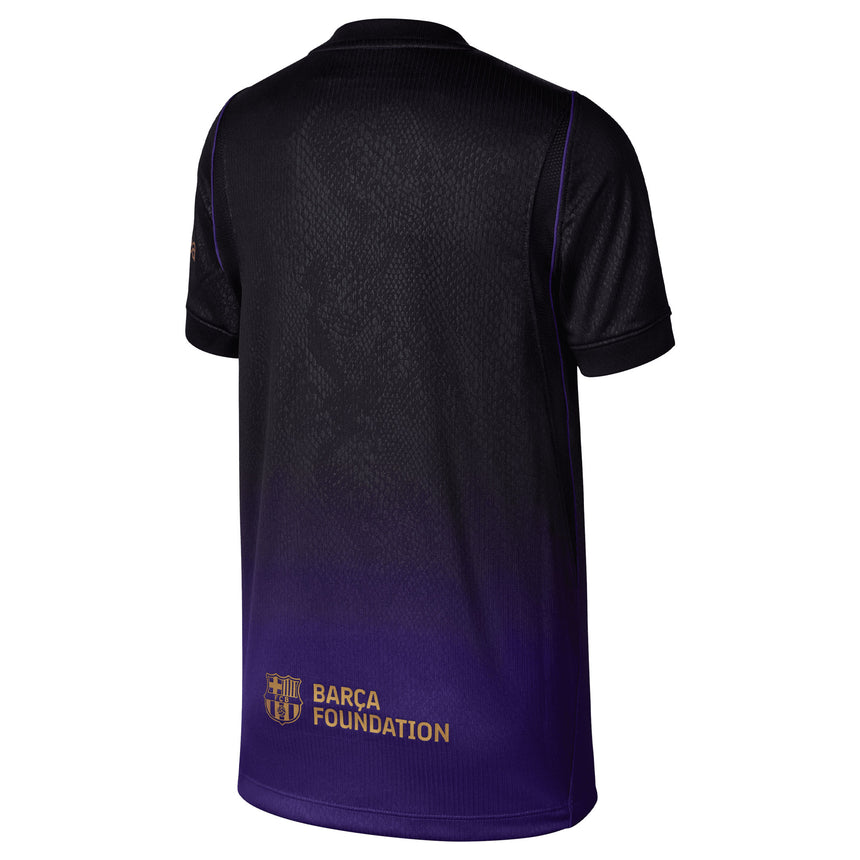 Nike FC Barcelona Kids Away Stadium Kobe 2026/27 Jersey Black/Purple/Gold Back