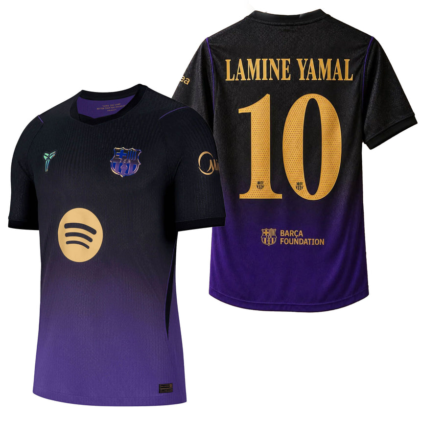 Nike FC Barcelona Men's Away Authentic Kobe 2026/27 Jersey w/ Lamine Yamal #10 Black/Purple Both