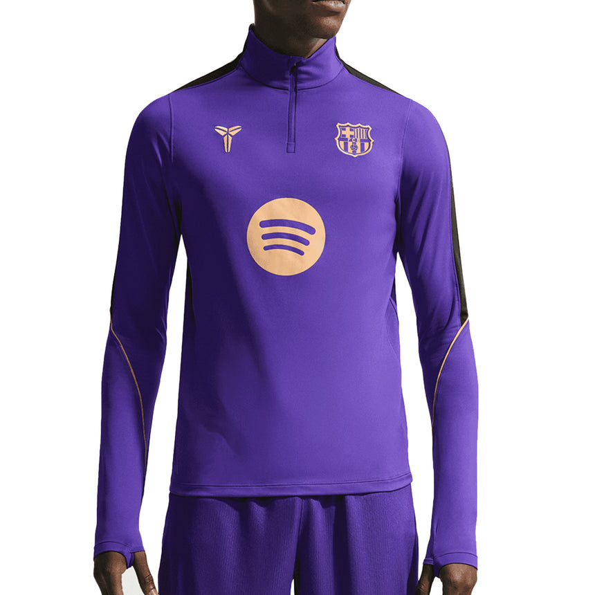 Nike FC Barcelona Men's Away Kobe Strike Drill Top Purple/Gold Front