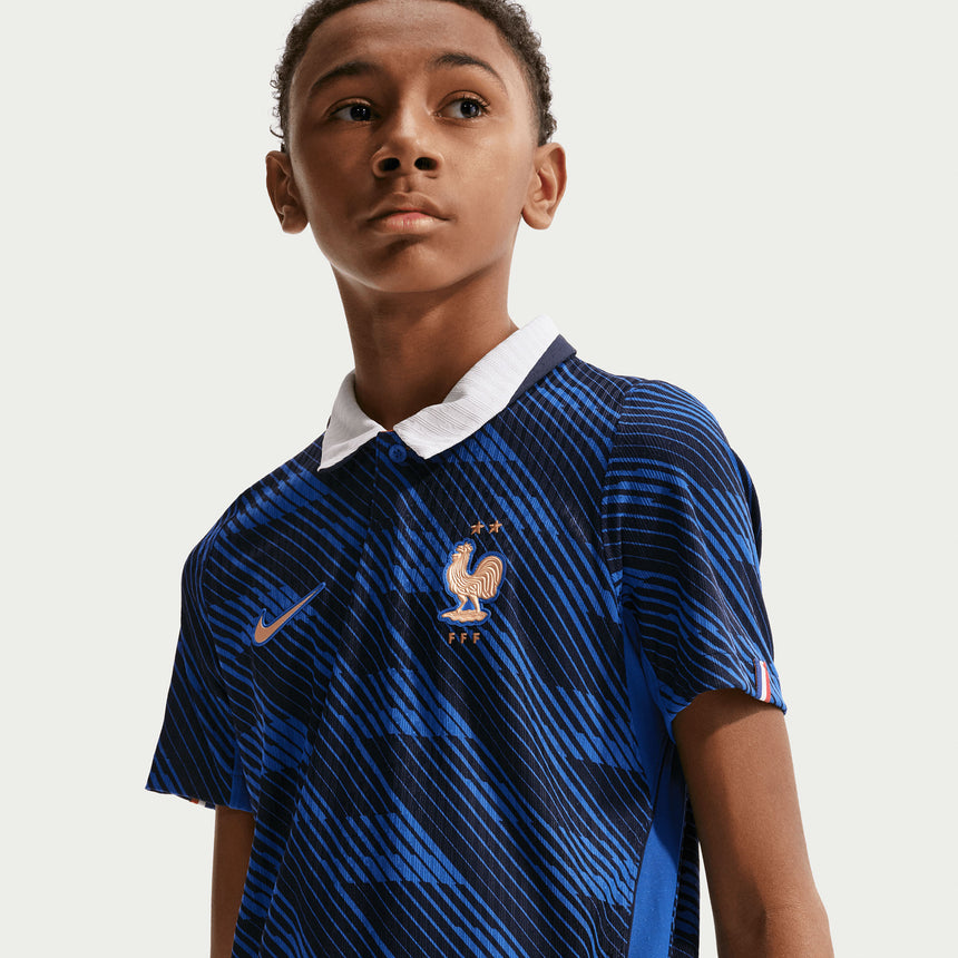 Nike France Kids Home Aero-FIT 2026 Jersey Blue Sleeve