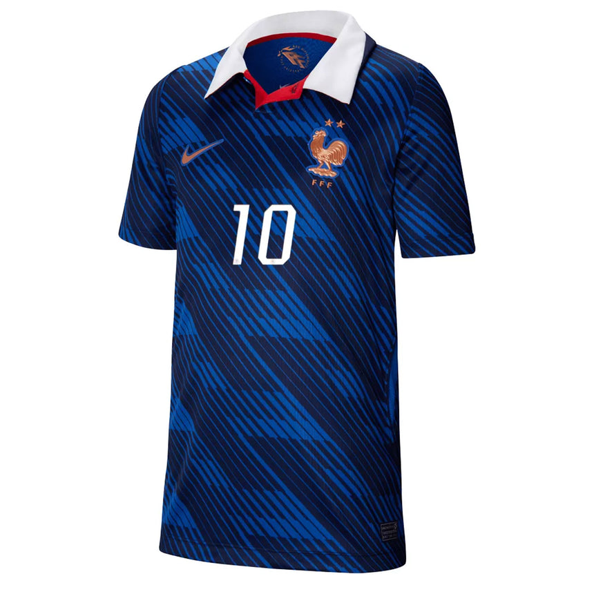 Nike France Kids Home Stadium 2026 Jersey w/ Mbappe #10 Blue/Black Front