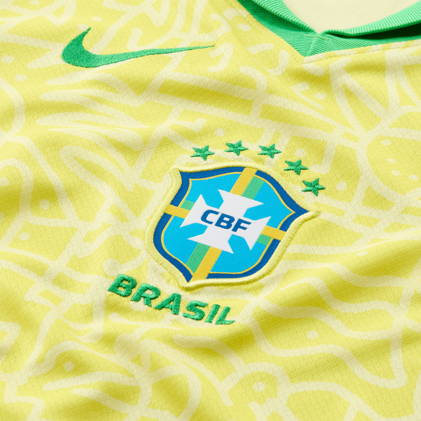 Nike Kids Brazil 2024/25 Home Jersey Yellow/Green Crest