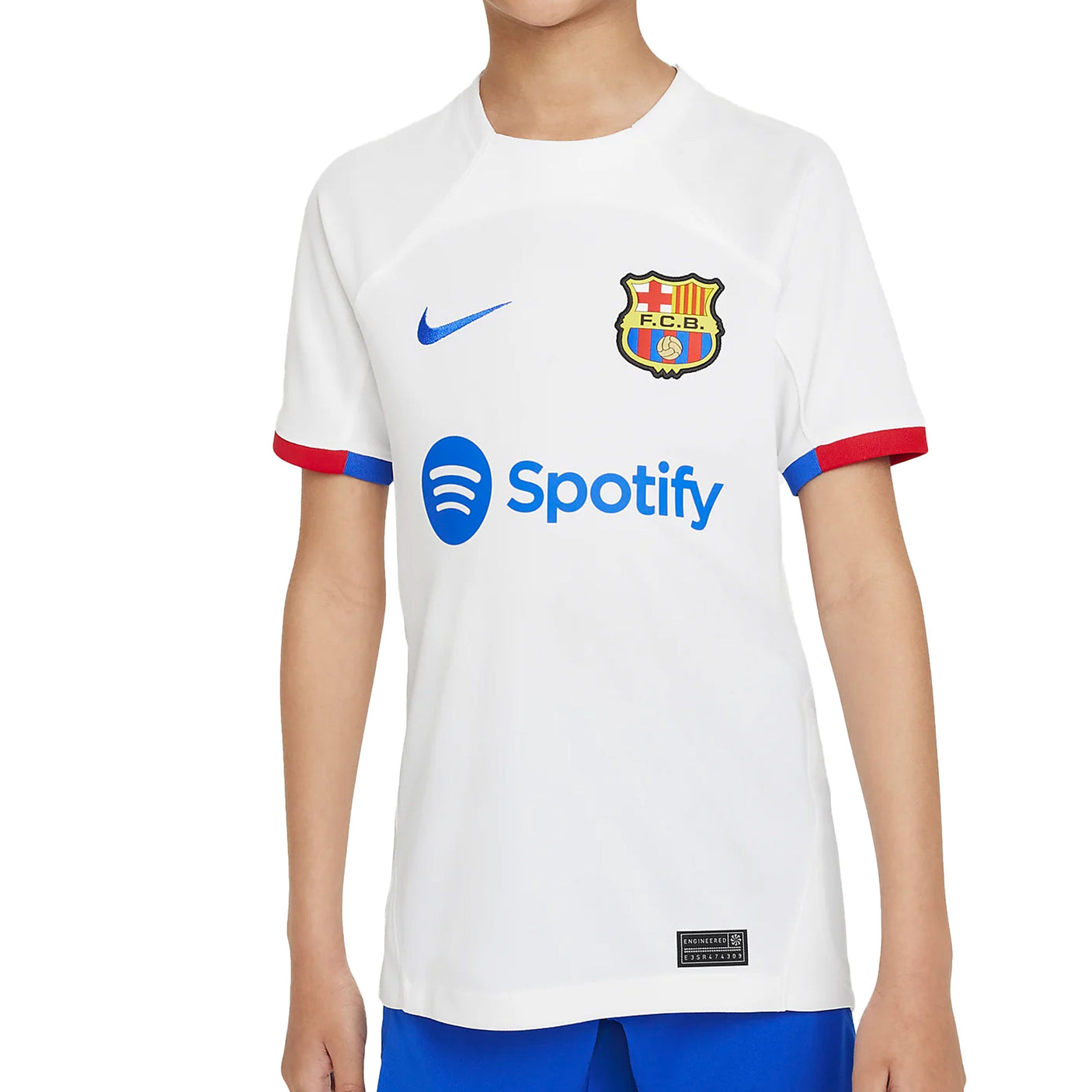 Nike Kids FC Barcelona 2023/24 Away Jersey White/Blue Front