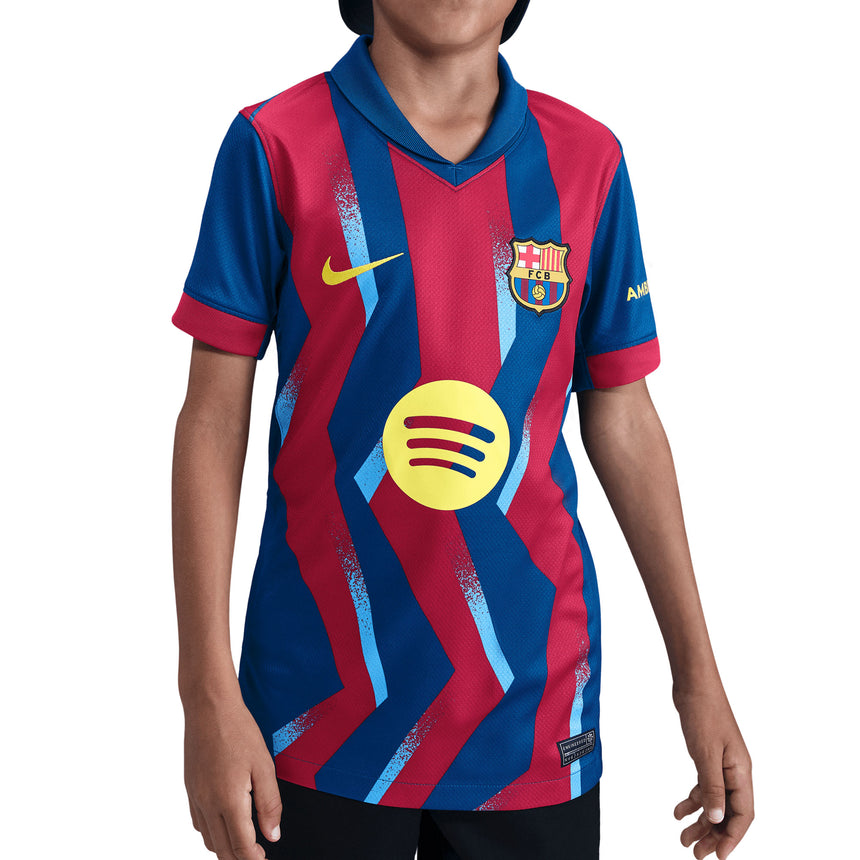 Nike Kids FC Barcelona 2025/26 Fourth Jersey Gym Blue/Red Logo
