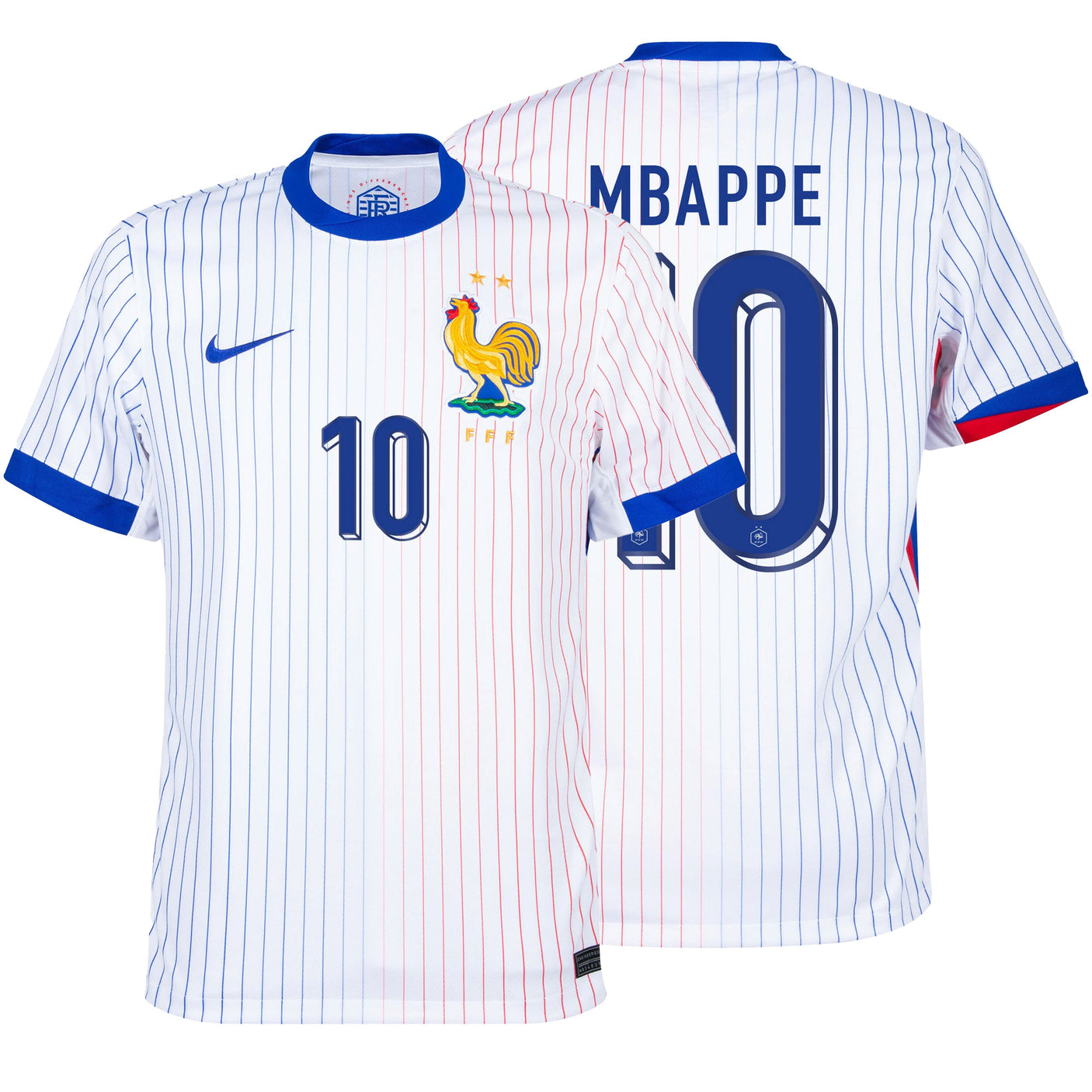 Nike Kids France 2024/25 Away Jersey w/ Mbappe #10 Printing Both
