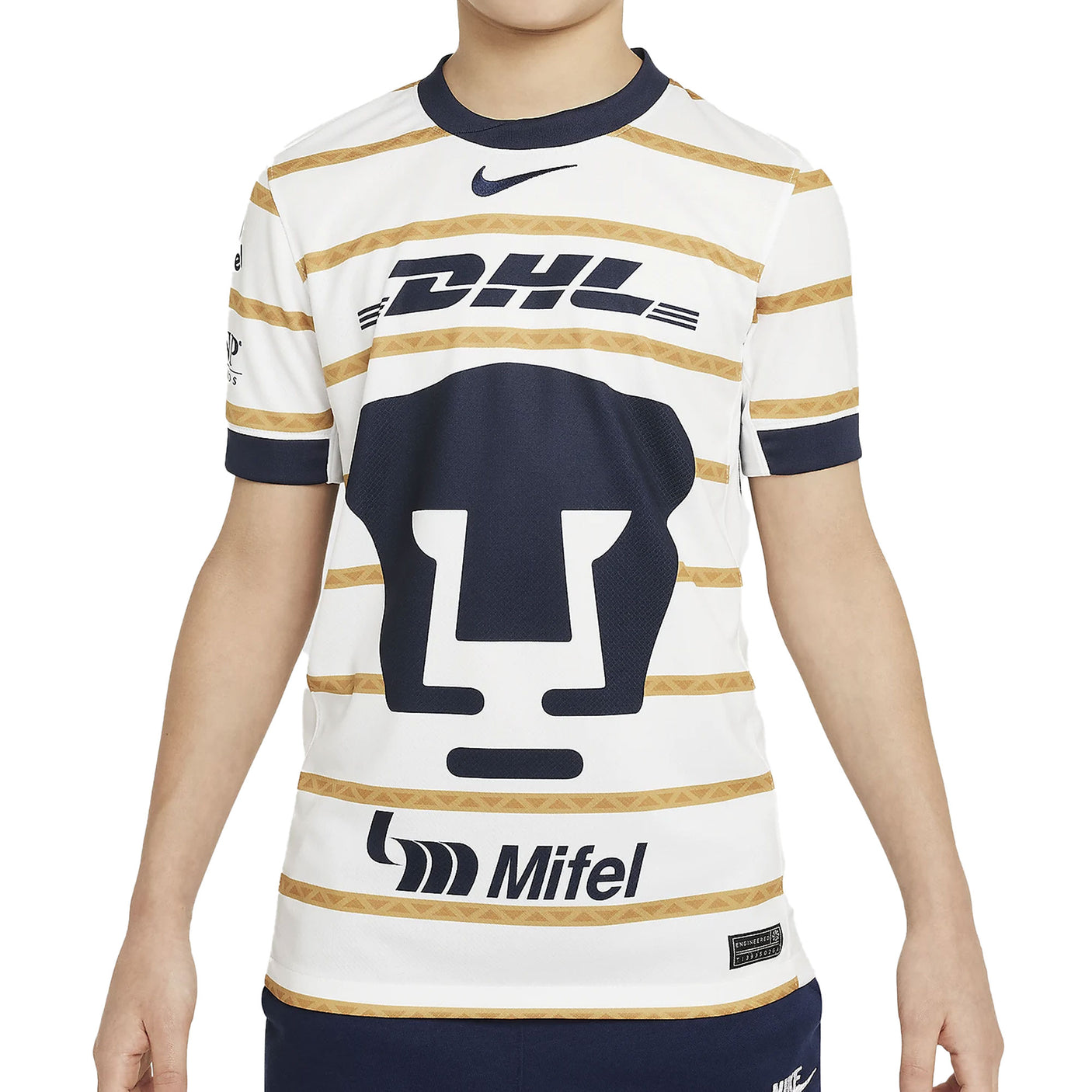 Nike Kids Pumas UNAM 2024/25 Home Jersey White/Gold/Navy Front