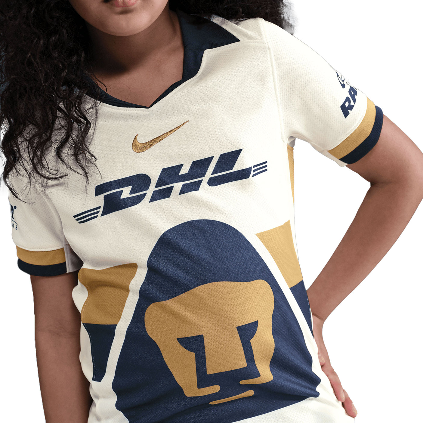 Nike Kids Pumas UNAM Home Jersey 2025/2026 Sail/Obsidian/ClubGold Crest