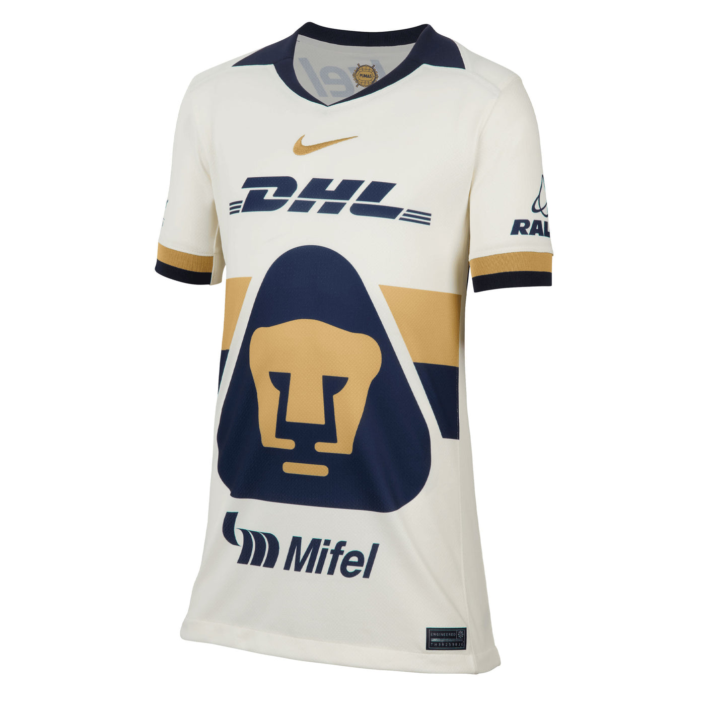 Nike Kids Pumas UNAM Home Jersey 2025/2026 Sail/Obsidian/ClubGold Front
