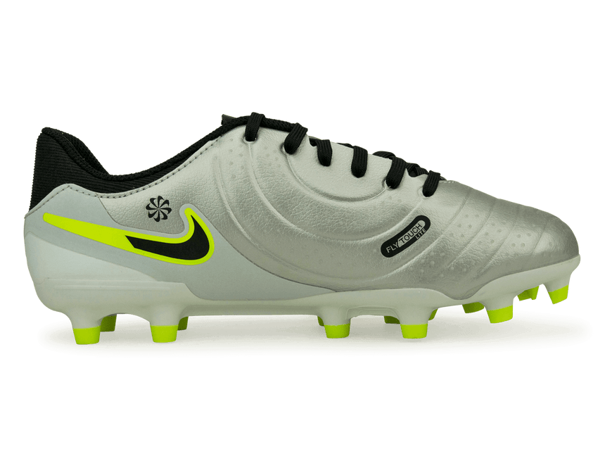Nike Kids Tiempo Legend 10 Academy FG/MG Silver/Black/Volt Side