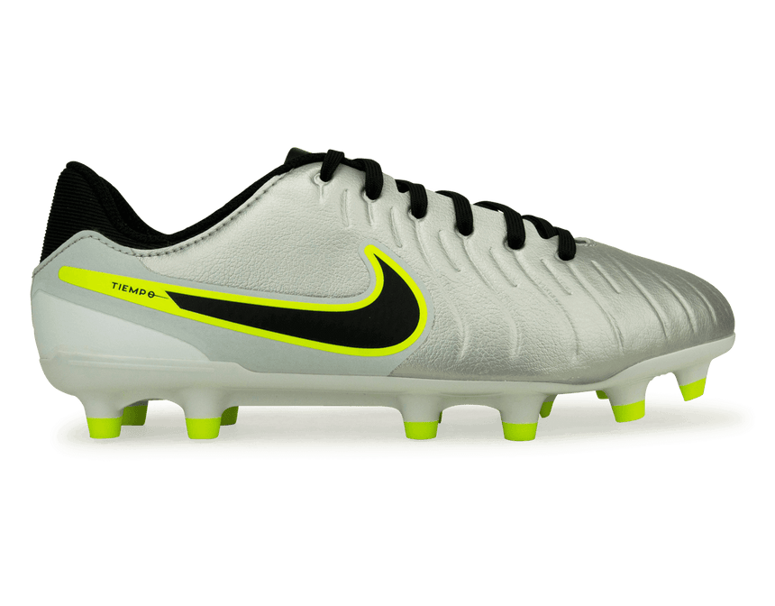 Nike Kids Tiempo Legend 10 Academy FG/MG Silver/Black/Volt