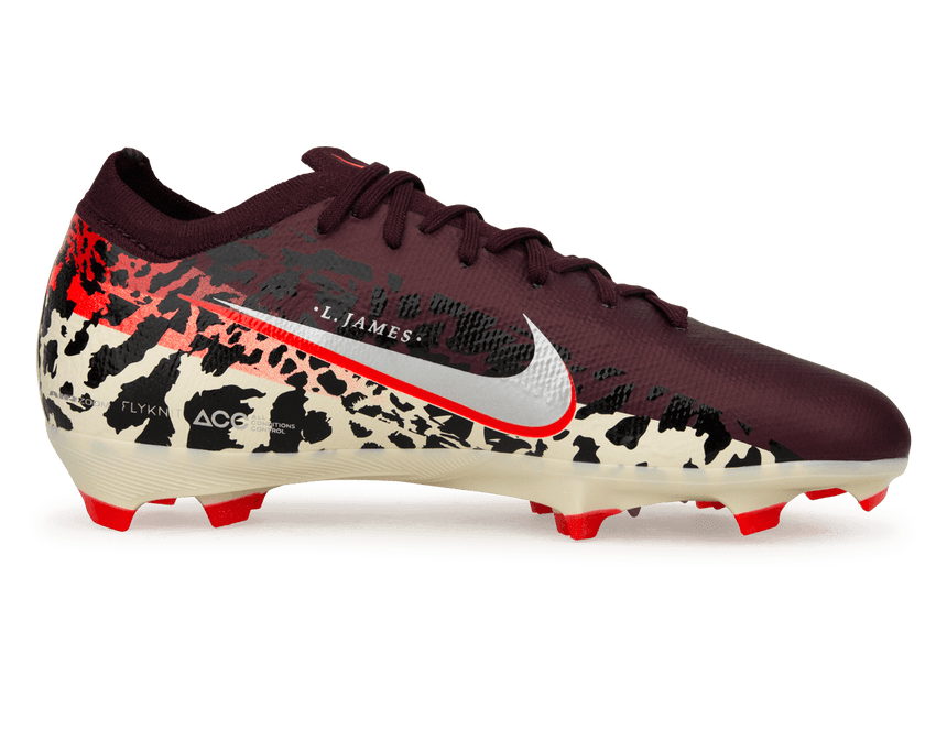 Nike Kids United 003 Zoom Mercurial Vapor 16 Pro FG Soccer Cleats Burgundy/Metallic Silver Side