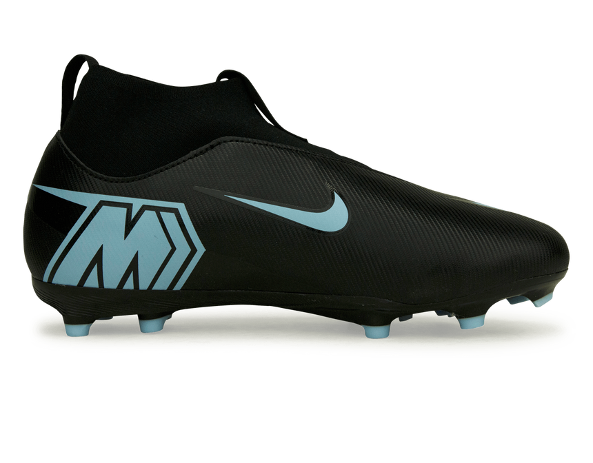 Nike Kids Zoom Mercurial Superfly 10 Academy FG/MG Black/Ice Blue Side