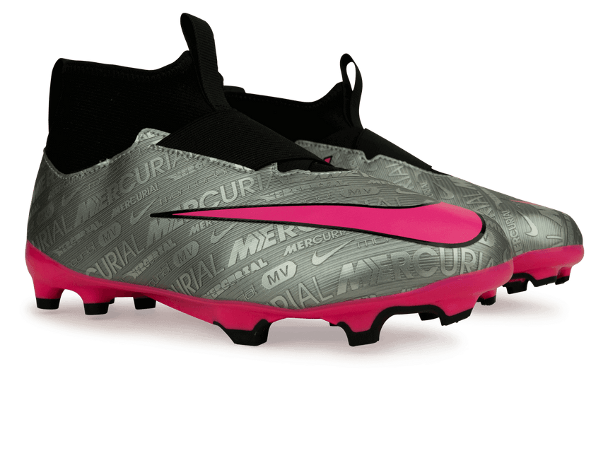 Nike Kids Zoom Mercurial Superfly 9 Academy XXV FG/MG Silver/Pink Together
